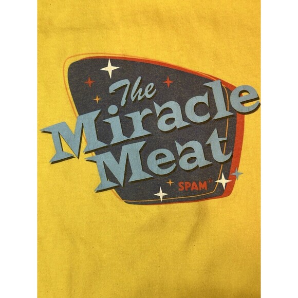 Vintage Spam Promo The‎ Miracle Meat T Shirt 70s Y2K Yellow Size XL - Picture 4 of 5